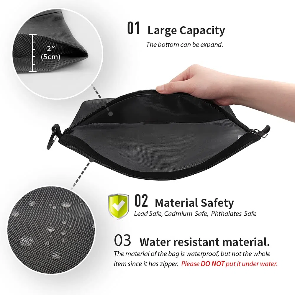 pack all 3 Piezas Bolsa para Todo Uso, Bolsa de Viaje, Material Impermeable, Bolso de Equipaje, Bolsa de Almacenamiento con Cremallera para Viajes, la Oficina, Materiales de Arte (Juego, Negro)