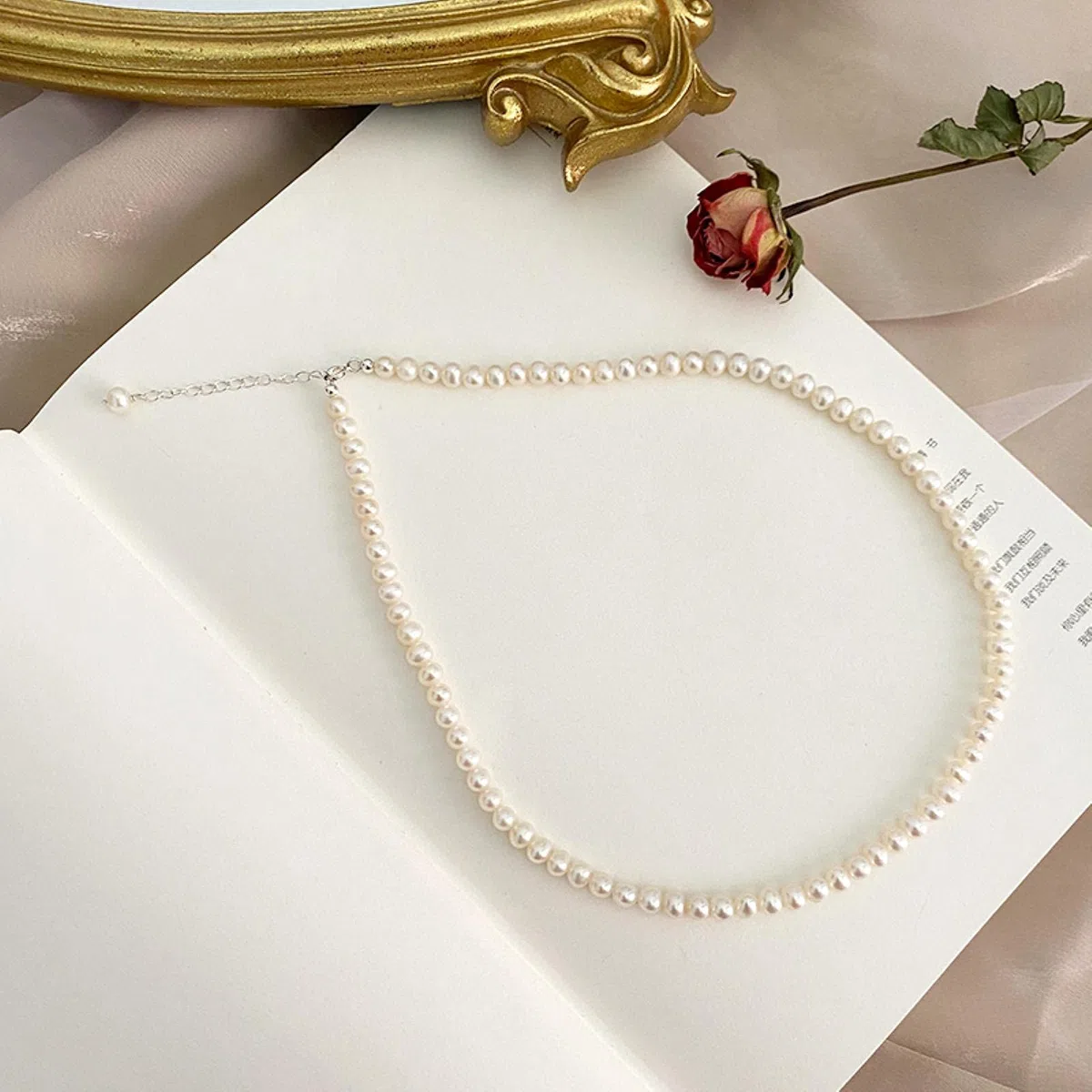 LOKILOKI Collar De Perlas De Agua Dulce Natural 925 Cadena De Plata Esterlina Joyería De Moda para Mujeres