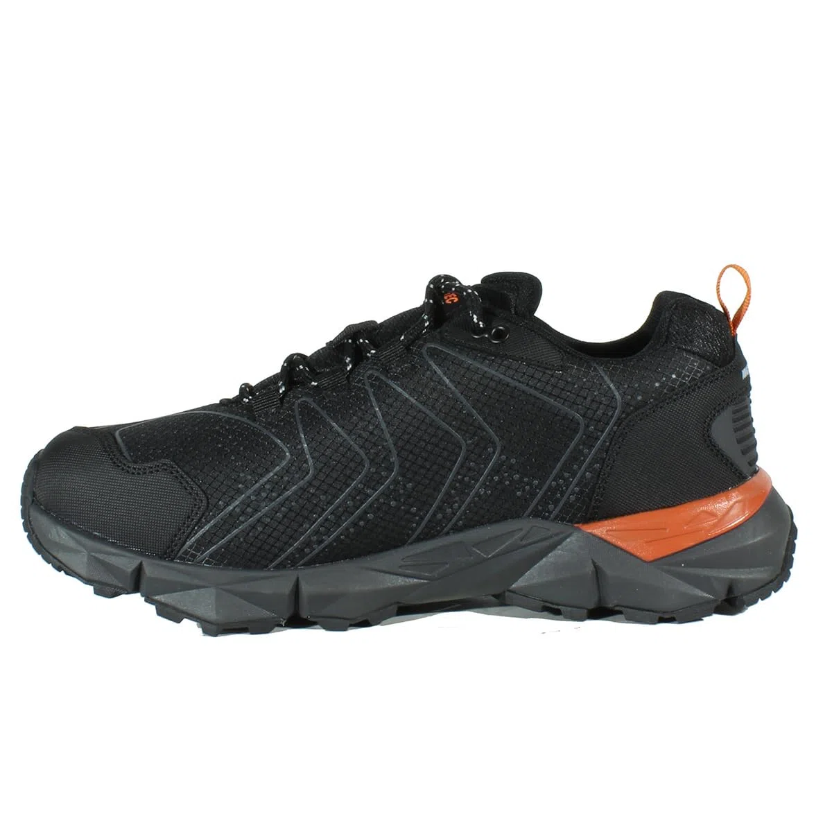 HI-TEC - Zapatillas Trekking Hombre Kinyeti WP | Zapatillas Montaña Hombre, Senderismo | Pies Secos con Membrana Impermeable, Tracción Óptima, Cómodas | Black/Orange Rust, 44