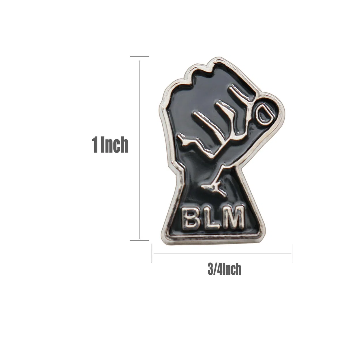 6/12/50/100 pines de solapa BLM plateados y negros Lives Matter BLM (1 pulgada), 1 inch, Metal, No es una piedra preciosa