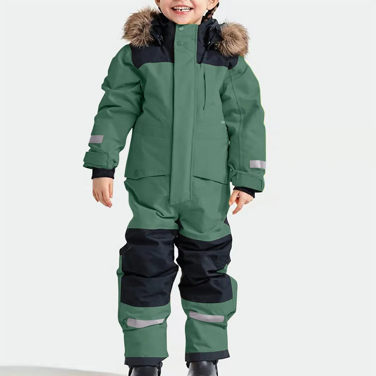 Mono de invierno para bebé Traje nieve Mameluco Abrigo Algodón Desmontable Capucha Ropa Footed Peleles Chaqueta con Pies