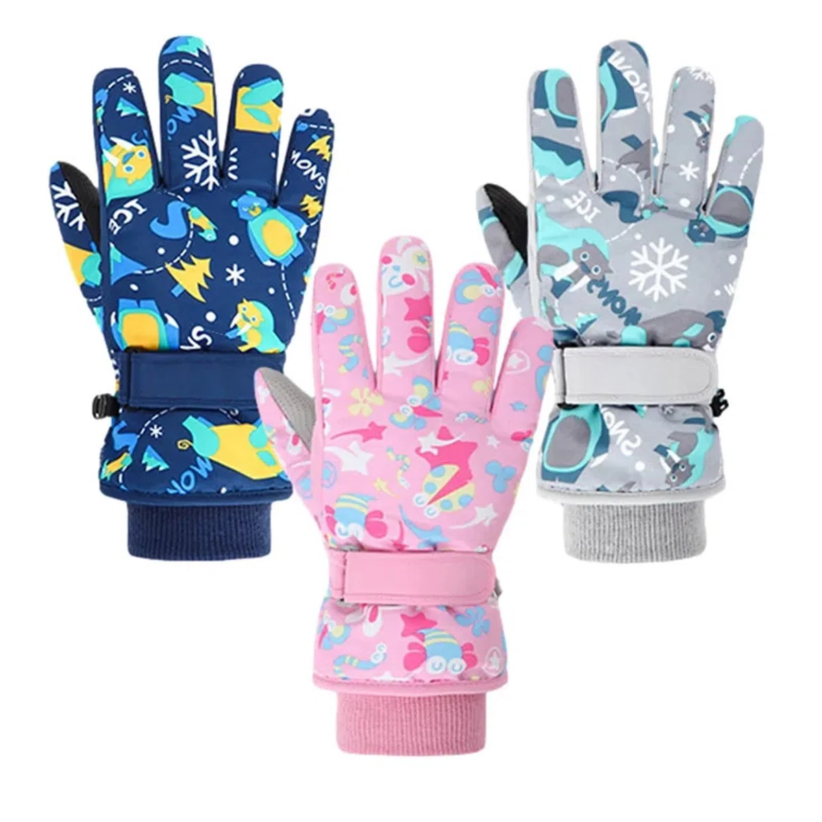 Guantes de esquí de Invierno for niños, Manoplas Gruesas Impermeables con Dedos divididos for niños y niñas (de 4 a 6 años), Guantes de Nieve cálidos(4-6Y Pink)