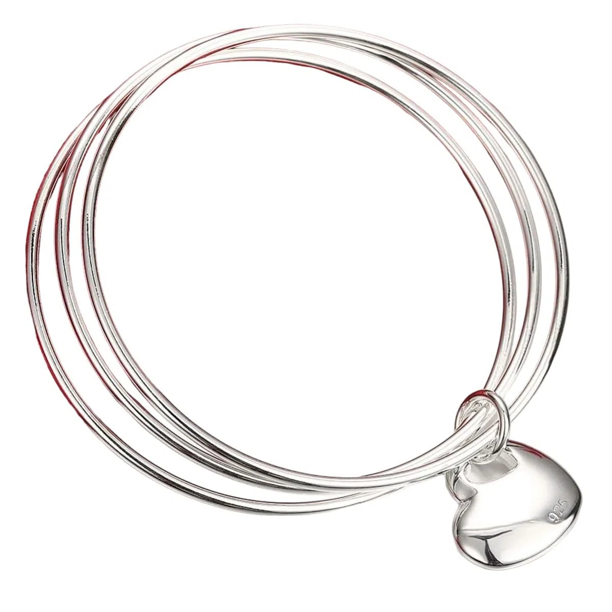 Nuevo 925 Pulsera con Colgante de corazón Tres círculos para Mujer Regalos con dijes para Usted Joyería Accesorios de Joyería de Regalo Creativa