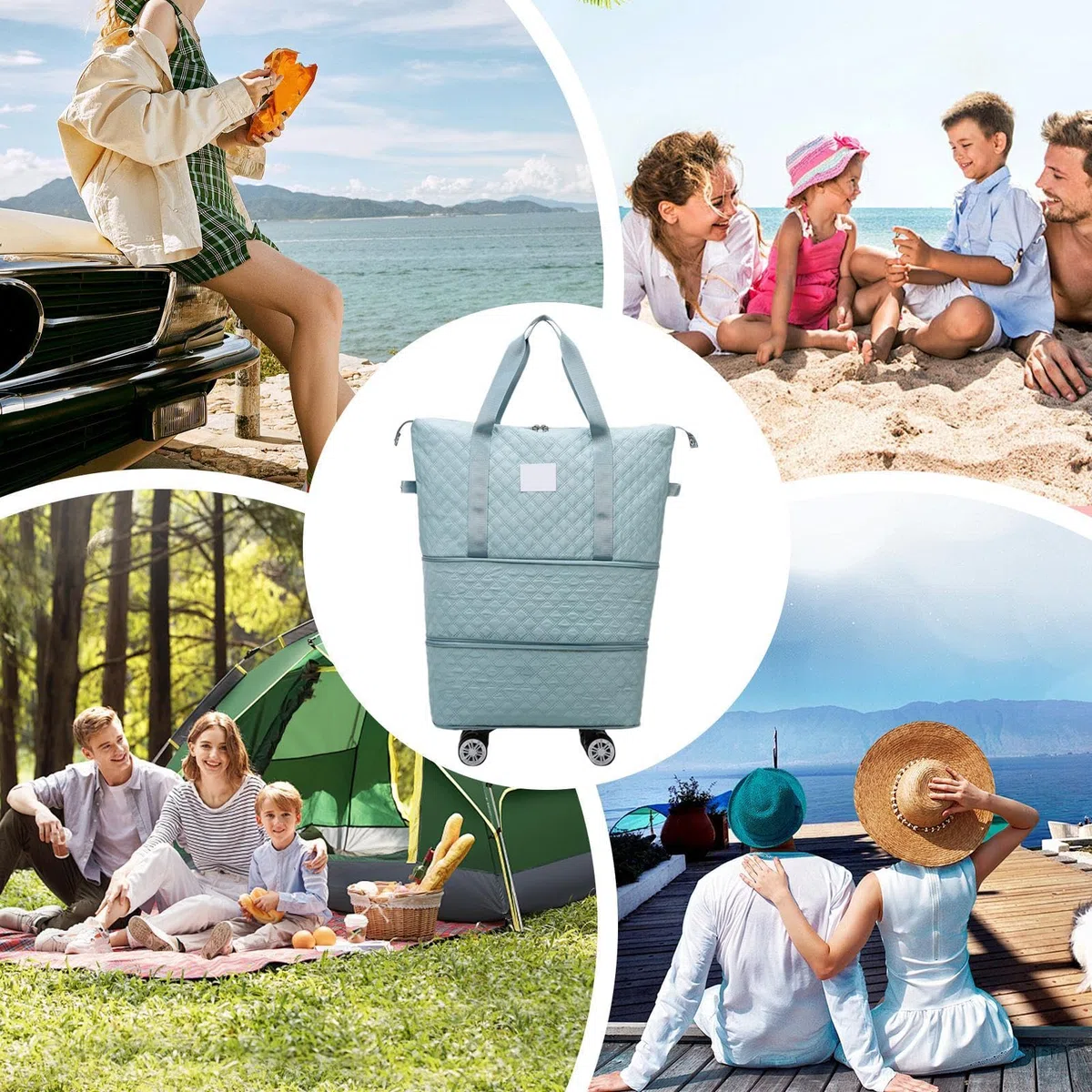 Bolsa de viaje con ruedas – Bolsa de viaje con ruedas desmontables – Equipaje de mano expandible, maleta de lona de gran capacidad para esposa, padres, Blue, Refer to , Unisex | Equipaje de mano expandible, maleta de de gran capacidad para esposa, padres,