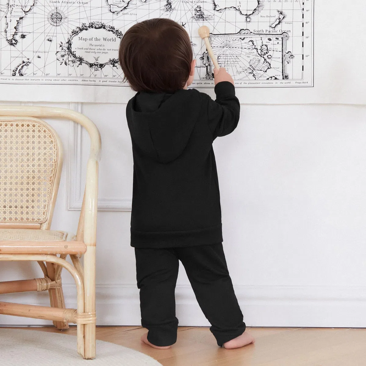 PUHHAPIEY Conjunto de ropa para bebé niño pequeño para otoño e invierno, mini sudadera con capucha y pantalón deportivo para papá