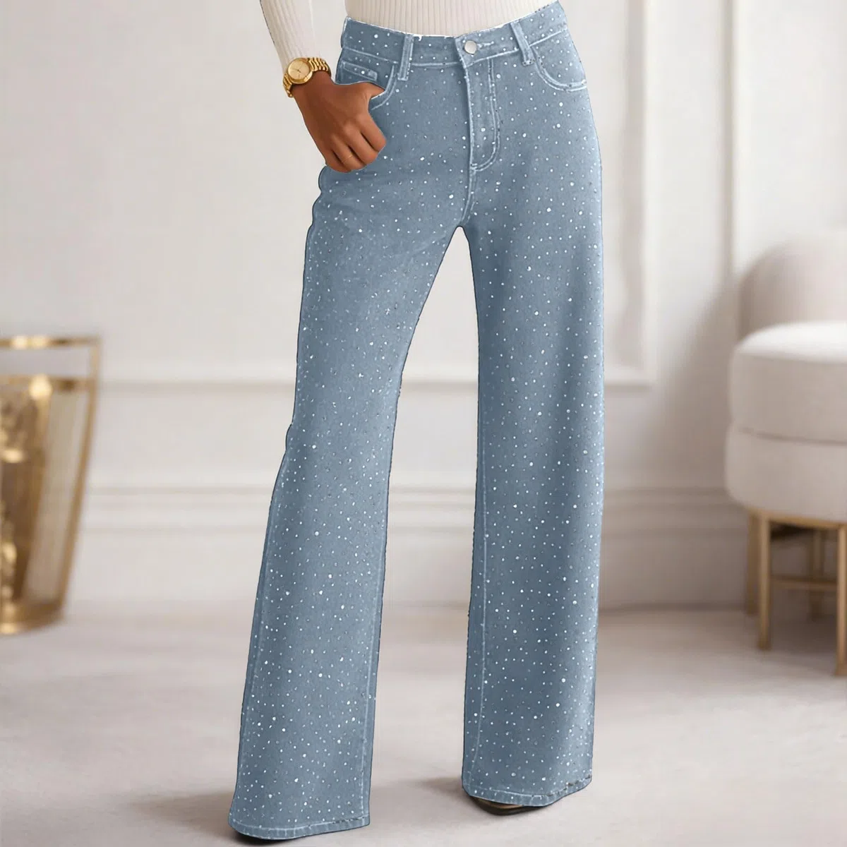 Baggy Mujer Pantalones Vaqueros Largos De Pierna Ancha Vaqueros Mujer Pantalones Skinny Slim Elásticos Ajustados De Mezclilla Pierna Ancha para Cintura Alta Recta