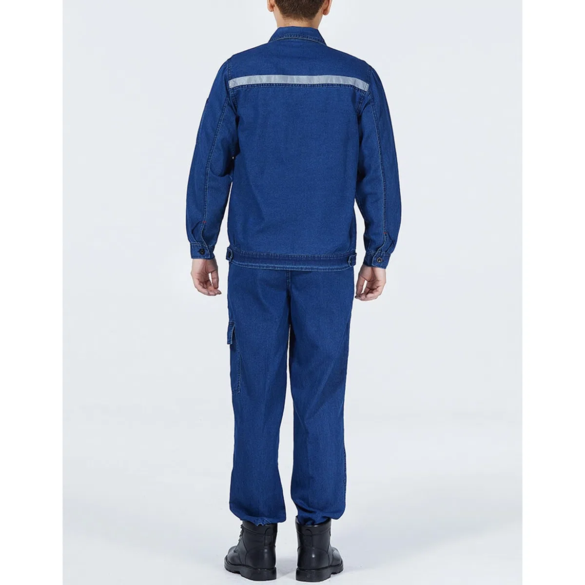 Ropa d Trabajo de Seguridad Reflectante para Hombre Mezcla de Algodón y Poliéster Ajuste Cómodo Cremallera Metálica Bolsillo En El Pecho Uniforme Laboral