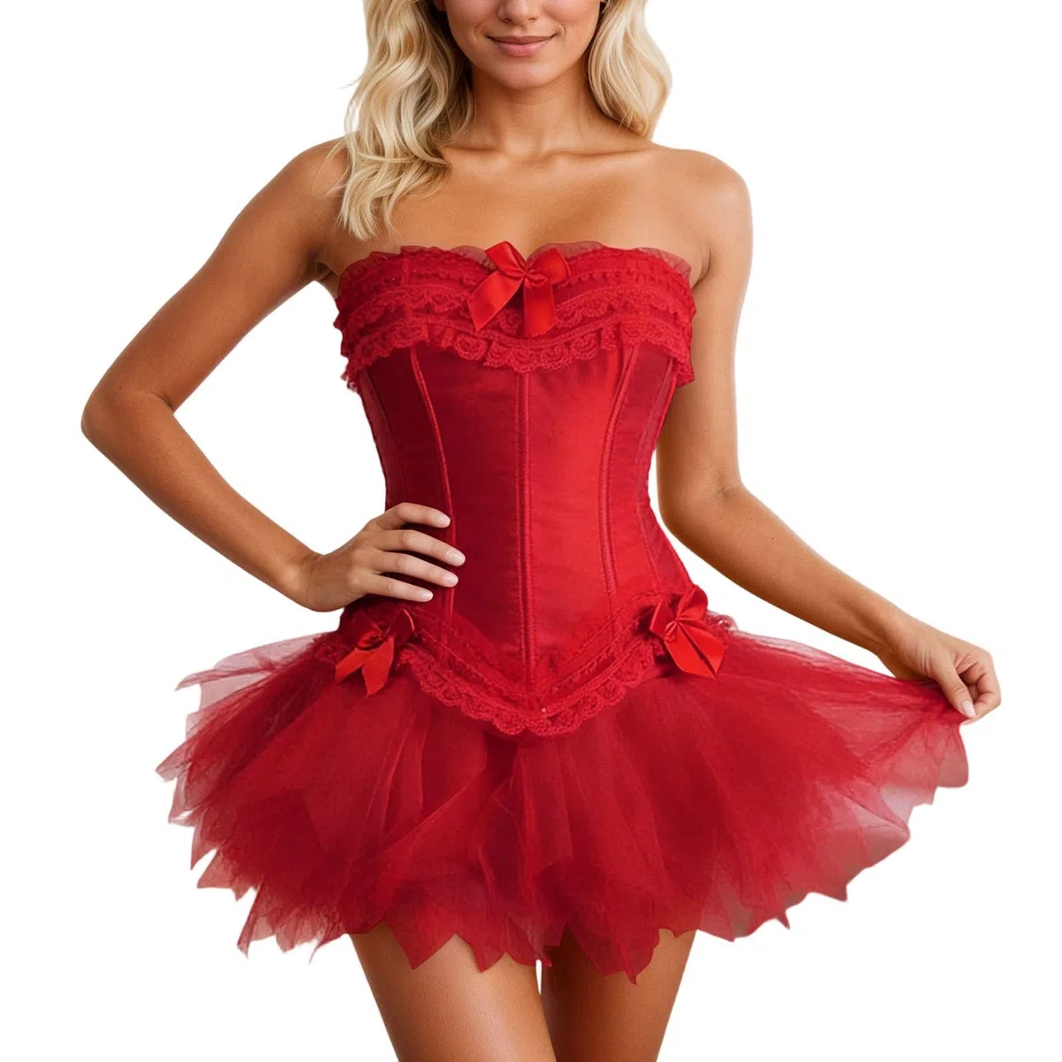Vestido genérico sin tirantes corsé falda abultada para espectáculo y noche formal Shaping