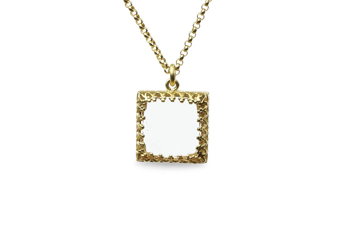 Collar Sencillo Cuarzo Claro en Oro - Collares Colgantes Cadena Clásicos para Mujeres - Collar Piedras Preciosas Hecho a Mano, Collar Moda, Collar para el Día a Día - Longitud Cadena Personalizable