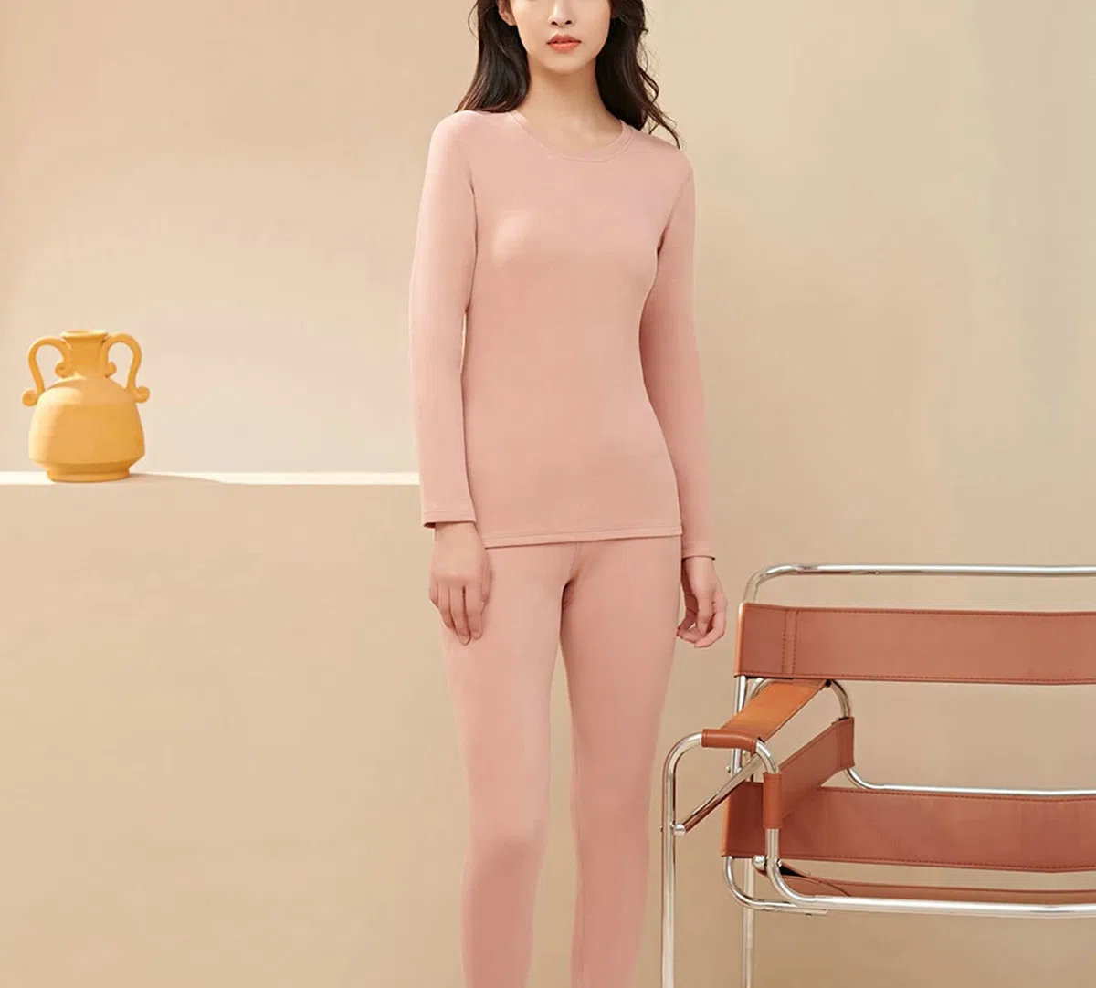 Daesar - Conjunto Dos Piezas Ropa Mujer,Conjunto de Ropa Interior Mujer Algodón Ropa Termica Rosa