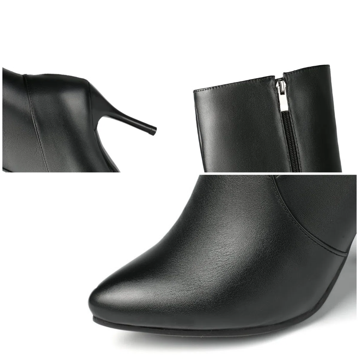 Mujer Botas Altas De Cuero con Punta Tacón Stiletto Cómodo Cremallera Lateral Panel Elástico Botas De Invierno Ligeras Botas De Montar Botines De Media Pantorrilla