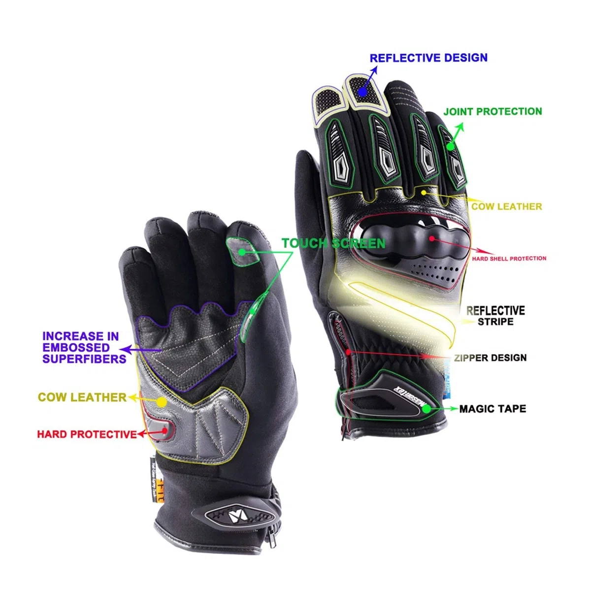 Guantes de ciclismo de invierno, guantes térmicos impermeables para hombres y mujeres, al aire libre, resistentes al viento, cálidos, para motocicleta, pantalla táctil, guantes de bicicleta