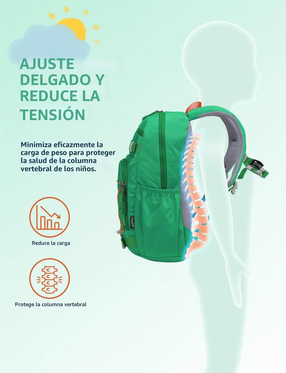 MOUNTAINTOP Mochila Infantil Senderismo Escolar 18L Niños Niñas | Perfecta para escuela senderismo y acampada, correa de pecho ajustable, cremalleras YKK, espalda acolchada transpirable