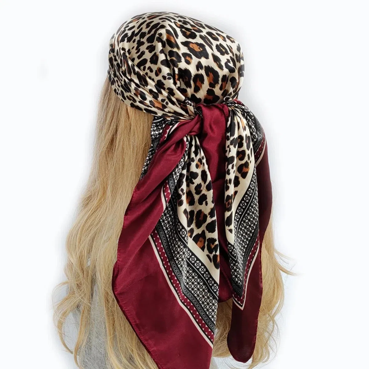 Bufanda Mujer Chal Abrigos Chales Hombre Bufanda para El Pelo De 90X90Cm para Mujer, Chal De Satén Suave con Flores Hermosas A La Moda, Bufandas Cuadradas De Seda, Pañuelo para El Cuel