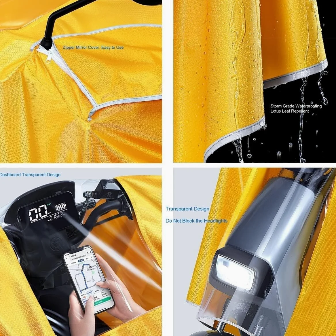 Funda de Lluvia, Cubierta de Lluvia for Silla de Ruedas con Capucha for Lluvia, Impermeable for Ciclismo de Doble Uso y Doble Uso Individual for Bicicleta(Red,M)
