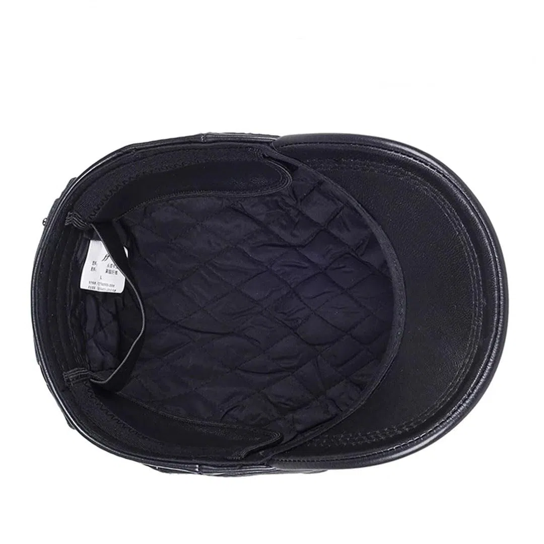Gorro octogonal de primera capa de invierno para hombre, de piel de vacuno, cálido, protección auditiva, gorra militar con lengua de pato