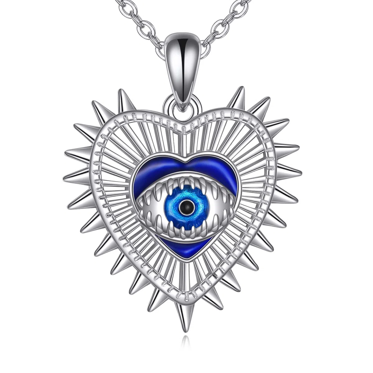 YFN Collar de plata de ley con colgante de ojo turco azul, joyería contra el mal de ojo, joyería para mujer, amuleto de mal de ojo, regalo Y2k para ella, Normal, Plata esterlina, No es una piedra