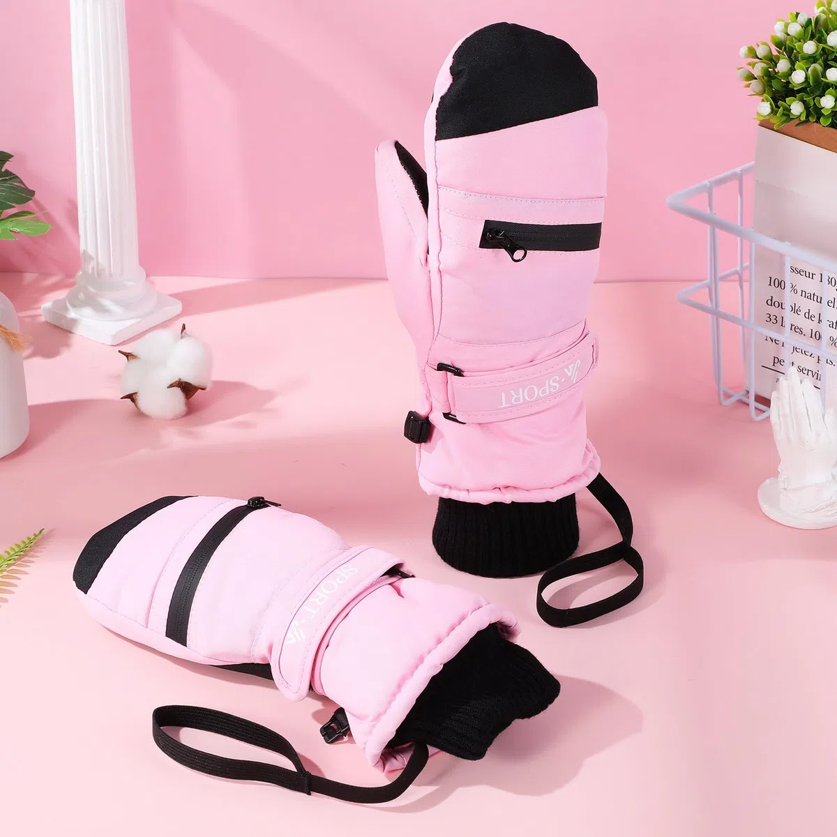 Kichvoe Guantes de Invierno Impermeables: 1 par de Guantes de Nieve Aislantes con Pantalla Táctil para Esquiar, Hacer Snowboard, Senderismo Y Actividades Al Aire Libre. Muñeca Ajustable, Talla L.