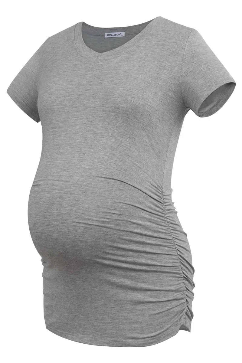 Smallshow - Camiseta de maternidad con cuello en V para mujer - - Medium