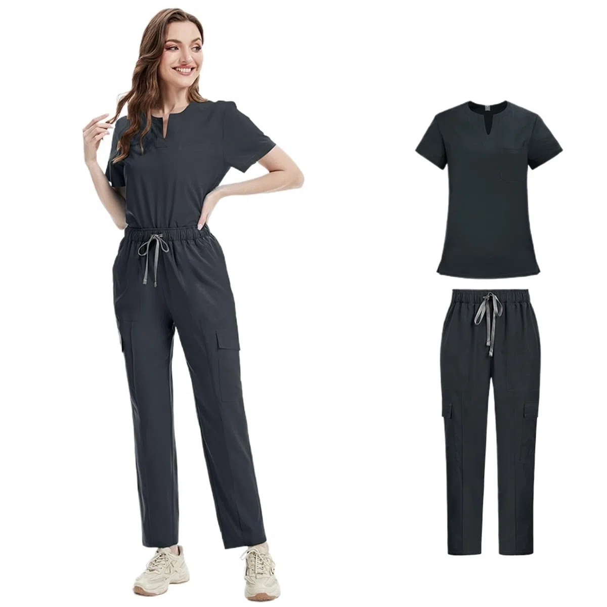 Uniformes médicos Bata Uniforme Mujer artículos de enfermería Accesorios Enfermeras clínica Traje médico salón Belleza SPA para AtencióN MéDica, SalóN De Belleza(Blue,S)