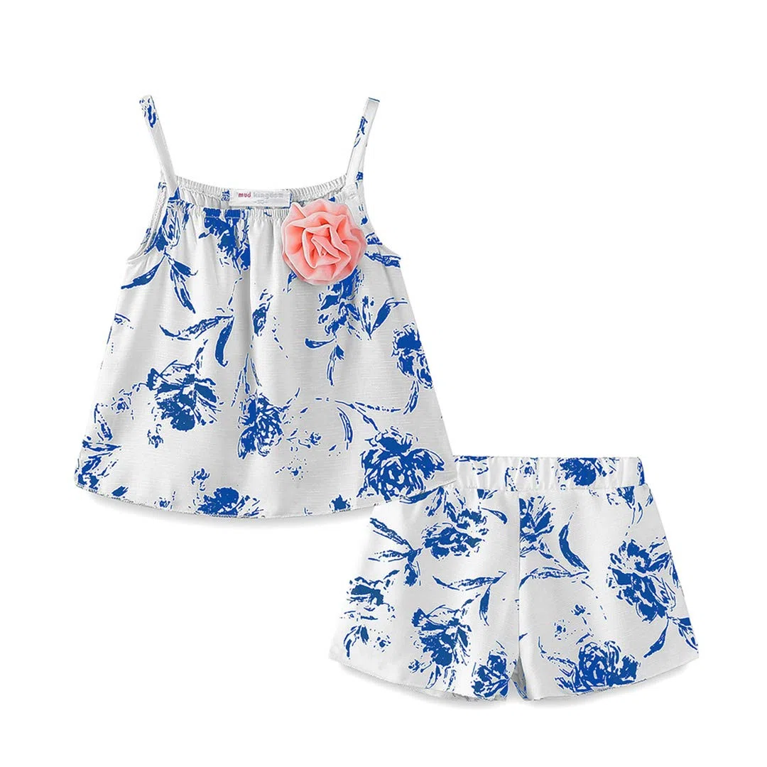 Conjunto casual de camiseta y pantalones cortos de algodón para niñas, conjunto de 2 piezas con estampado floral de verano rosa 7t, rosa, 7T, Rosa, 7T