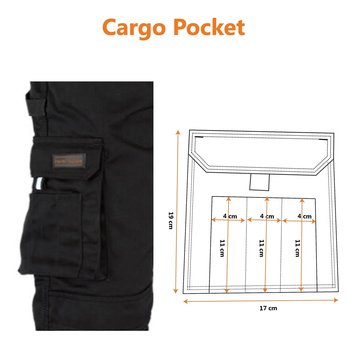 WrightFits Pantalones de Trabajo Pro-11 Cargo de Combate de Seguridad Resistente con Bolsillos múltiples para Rodilleras con Triple Costura para Hombre