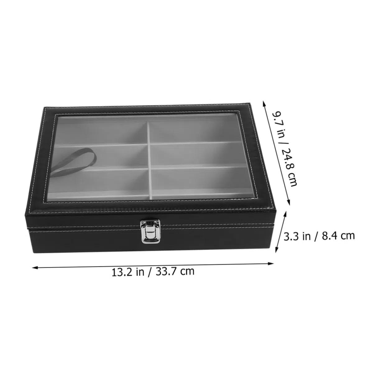 minkissy Estuche Organizador para Gafas De Sol con 8 Compartimentos, Interior De Tela Gris, Tapa De PU Negro con Textura De Punteado, Bandeja para Almacenamiento Seguro y Exhibición En Hogar y Tienda