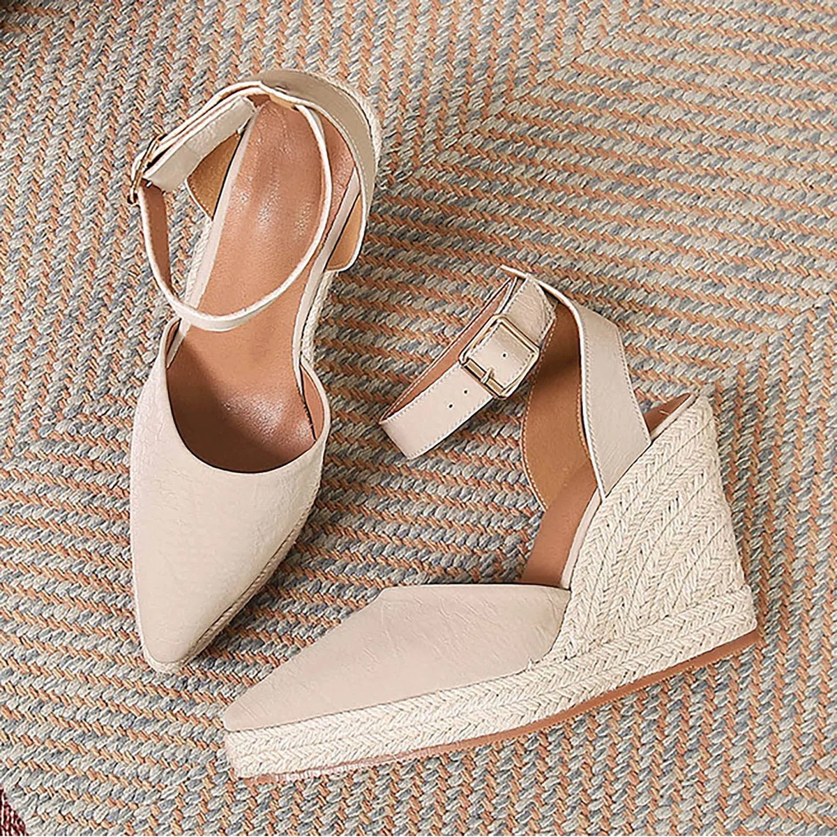 Genérico Alpargatas Mujer Cuña Primavera Verano Anchas Mujer Cuña Plataforma Calzado Esparteñas Zapatos de Tacón Elegantes Vestir Sandals Alpargatas Valencianas Fiesta Verbenas
