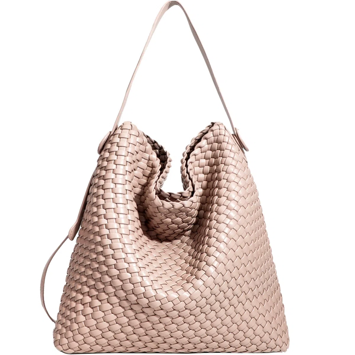 Bolso de mano tejido para mujer, de cuero vegano, con asa superior, bolso de mano y monederos, Caqui