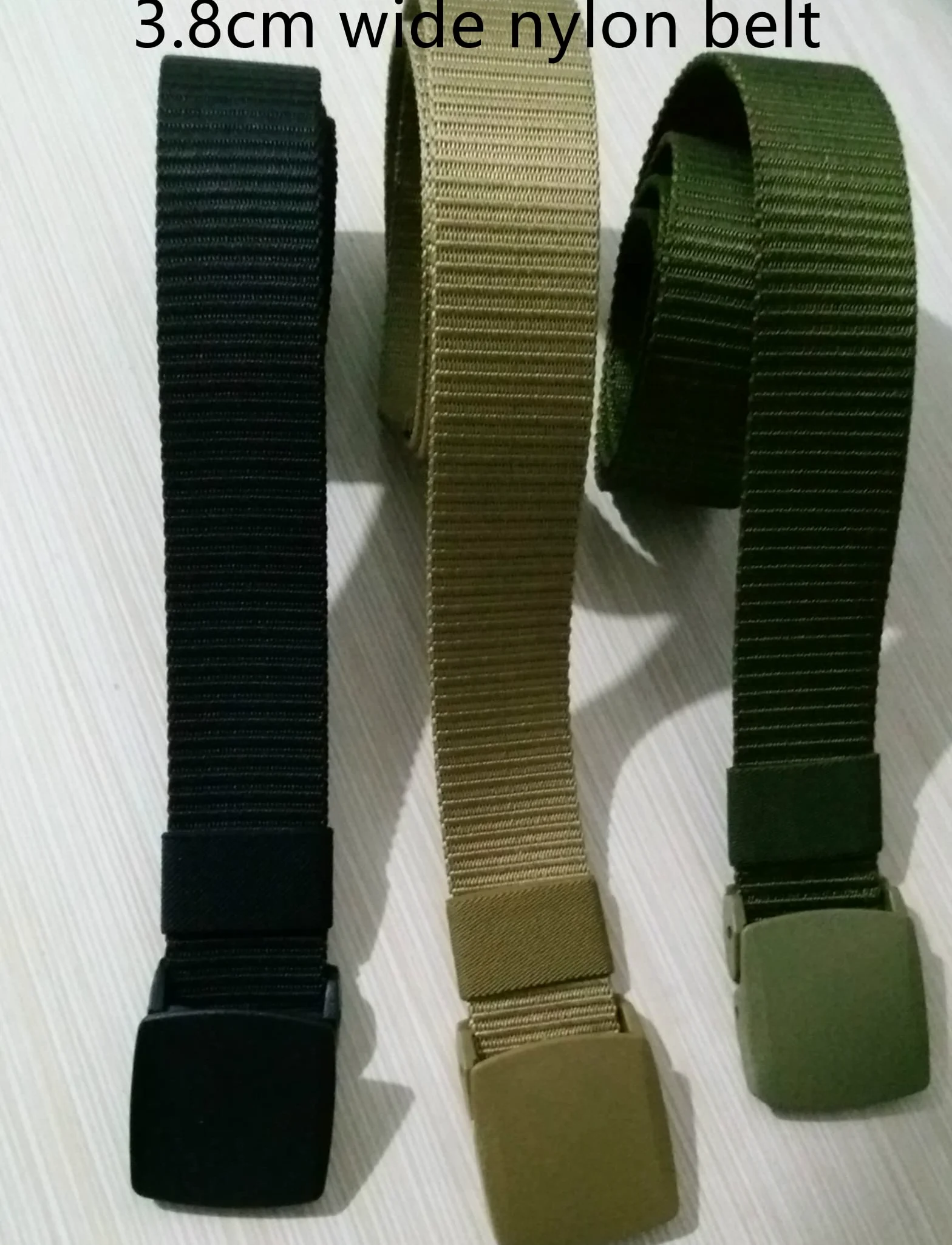 Cinturones de trabajo para hombre, Cinturones for hombres y mujeres, cinturón táctico de nailon ligero, tamaño de hasta 67 pulgadas con hebilla de plástico militar, 2 piezas(Grey/Brown,150CM/59")