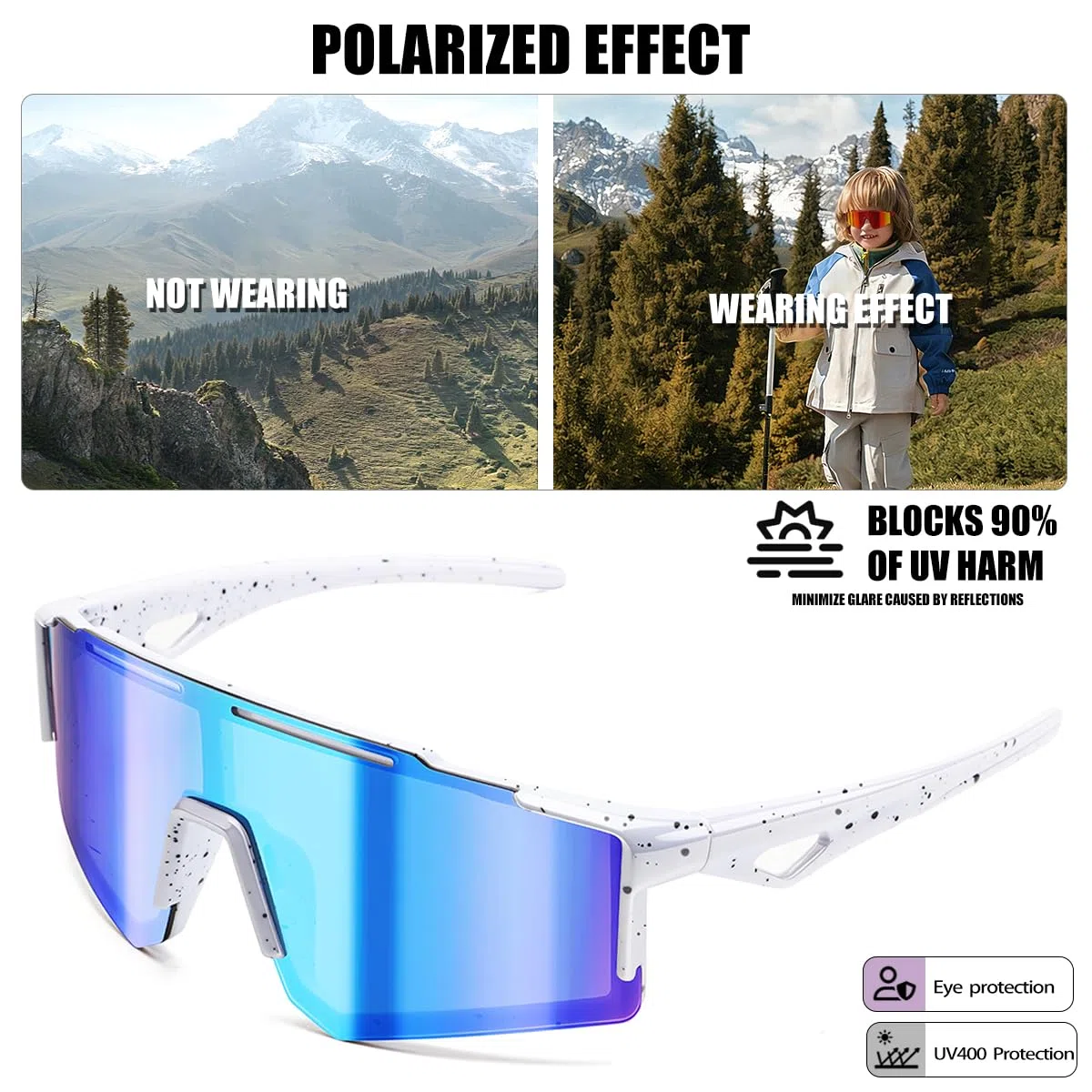 Paquete de 3 lentes de sol para niños y niñas, gafas de sol de béisbol para niños y niñas, softball, ciclismo, deportes, protección UV400