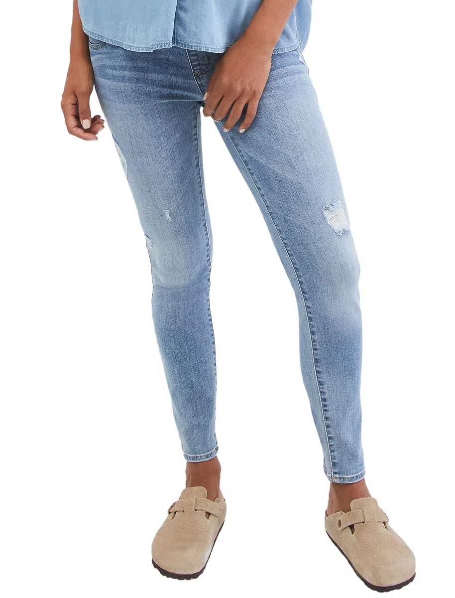 Motherhood Maternity Vaqueros Premamá, Azul Índigo Sostenibles, Corte Secreto, Abdomen, Skinny, Piernas - Jeans Mujer