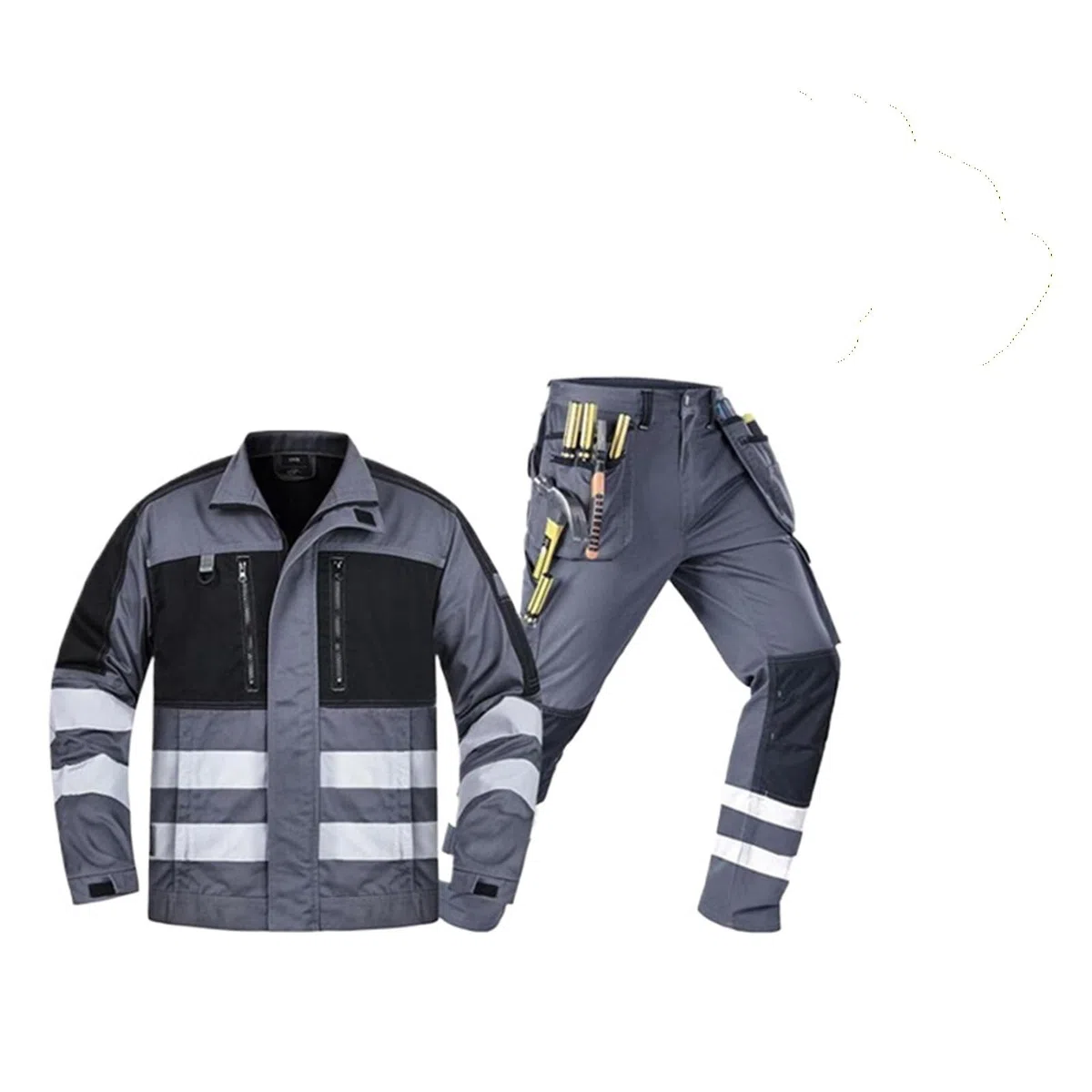 Pantalones de Trabajo Hombre Ropa de Trabajo Seguridad Reflectante Resistente al Desgaste for máquinas Taller