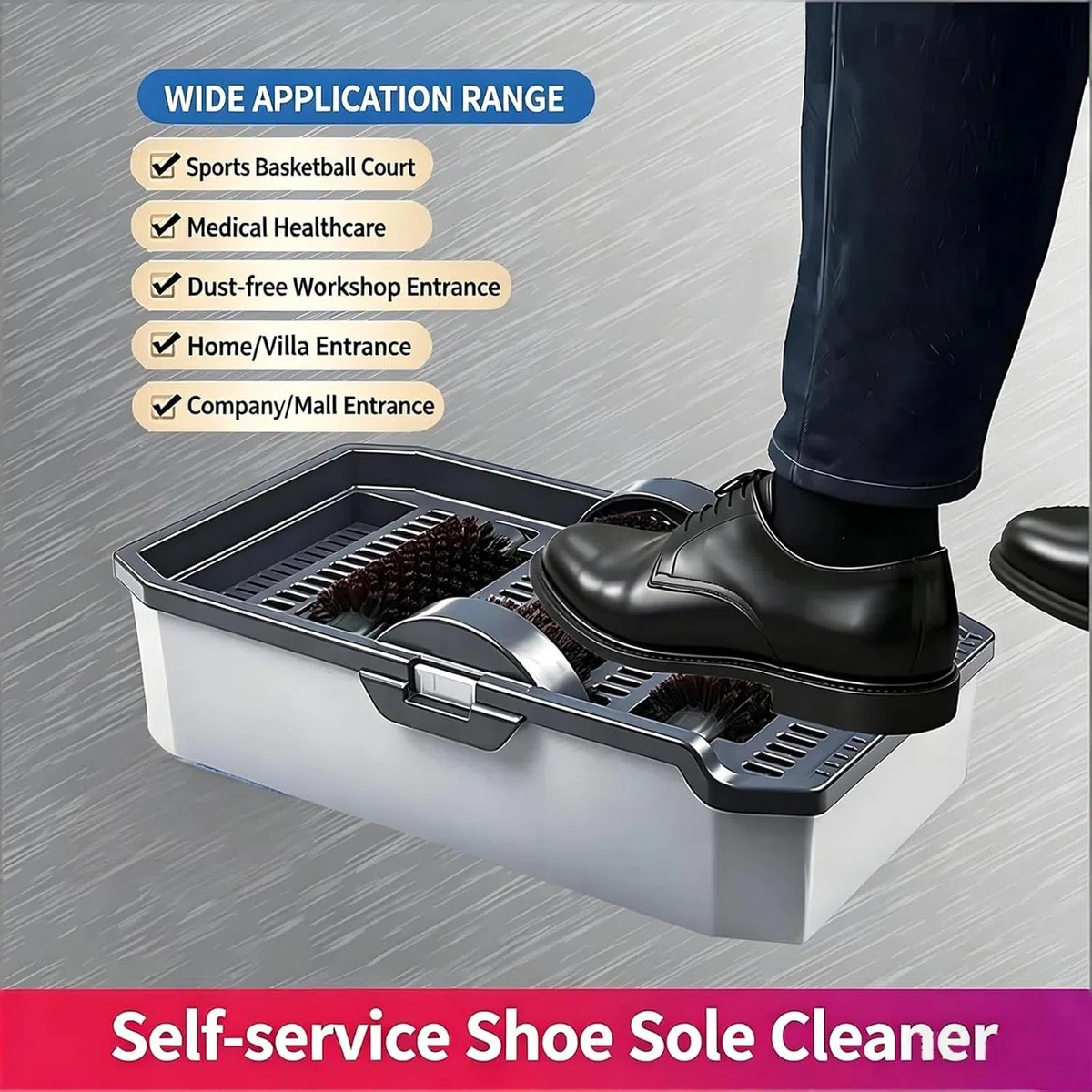 Máquina limpiadora de Suelas de Zapatos, Cepillo fregador de autoservicio con 3 cepillos y Almohadilla Absorbente, para el hogar, la Oficina, el Taller y entradas comerciales