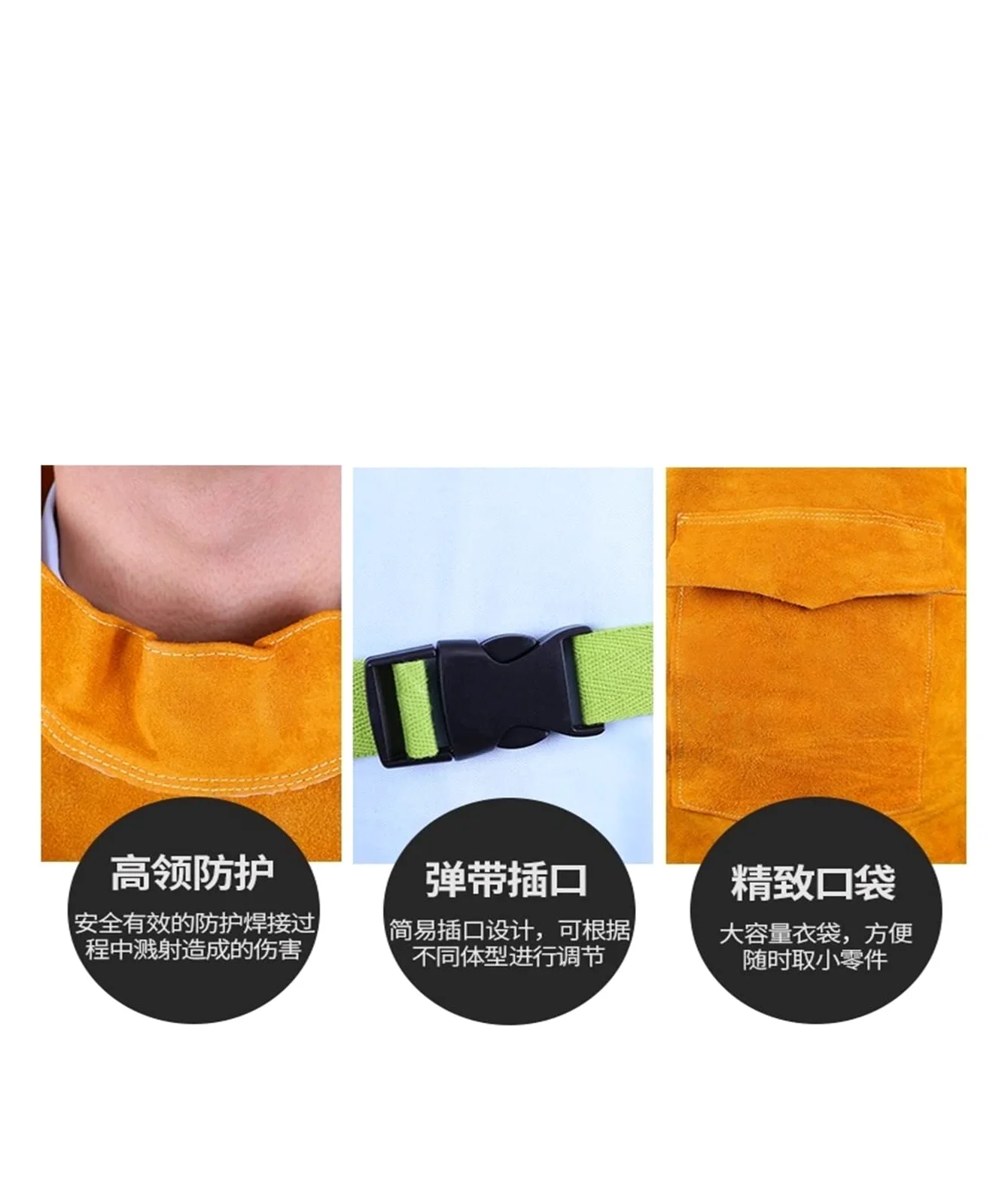 Delantal de soldadura de cuero con manga, abrigo de soldadura resistente a la llama de calor for hombres for mujeres, chaqueta de soldadura de servicio pesado, Accesorios de soldadura(Blauw,XL)