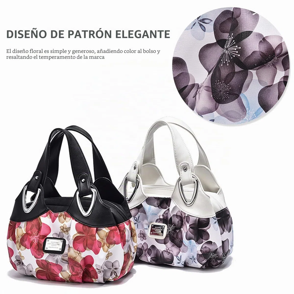 NICOLE & DORIS Bolso de Mujer de Mano Hombro Bolso de Moda Bolso de Las Señoras PU Cuero Bolso Mujer Bolsos de Fiesta Grande Bolsos de Bonitos con Estampado de Flores