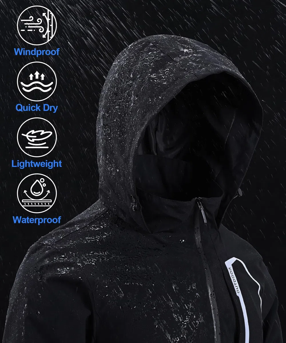 Huayuzh Chaquetas impermeables para hombre, chaqueta ligera para exteriores, cortavientos, de secado rápido, para ciclismo, camping, senderismo