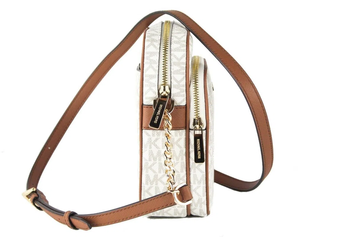 Michael Kors Jet Set Travel Signature - Bolsa bandolera de PVC con logotipo mediano