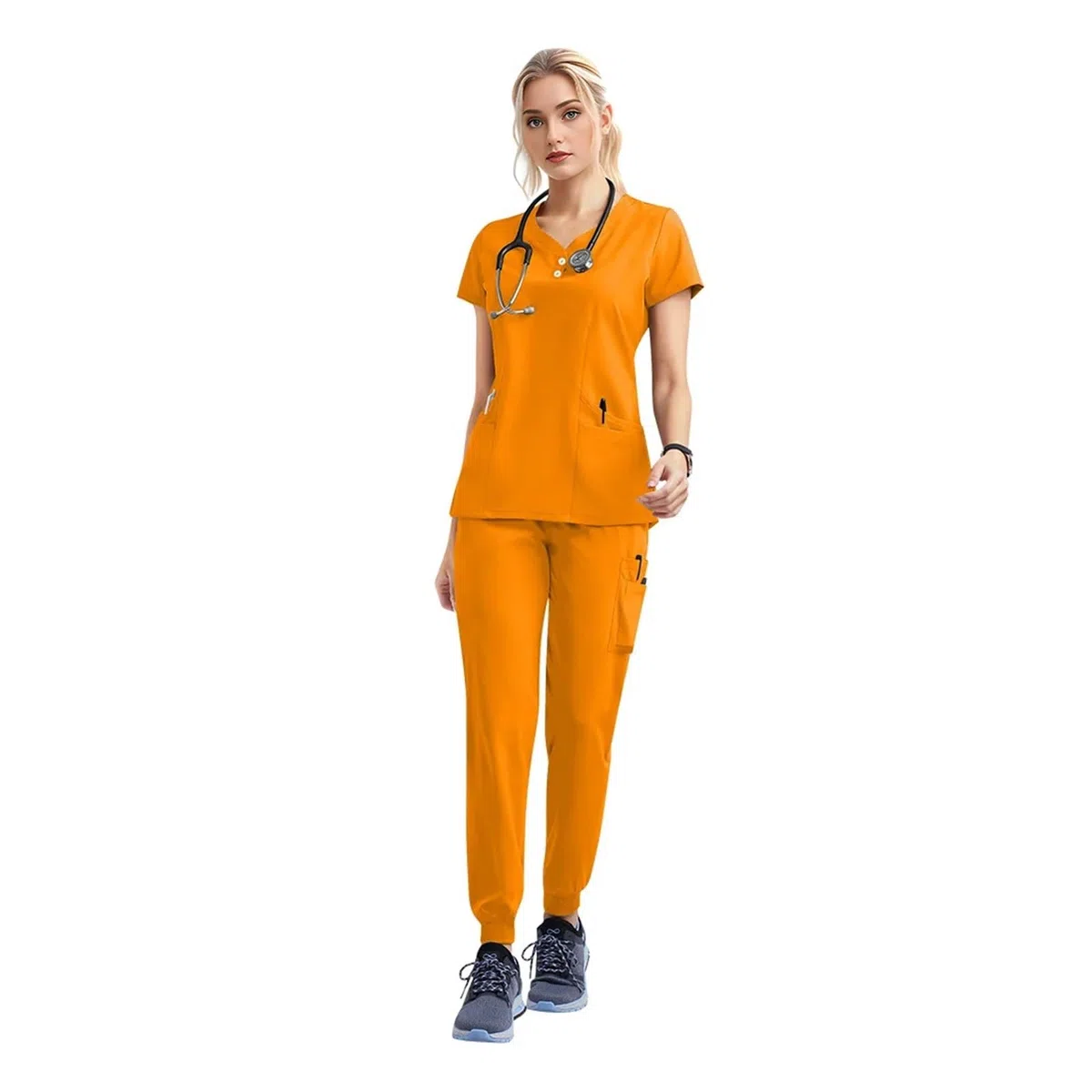 Uniforme De EnfermeríA Conjunto de uniforme médico y enfermera, conjunto de jogging for mujer, accesorios de hospital, ropa de trabajo quirúrgica for quirófano Para Enfermeras(42162-Mango,XXL)