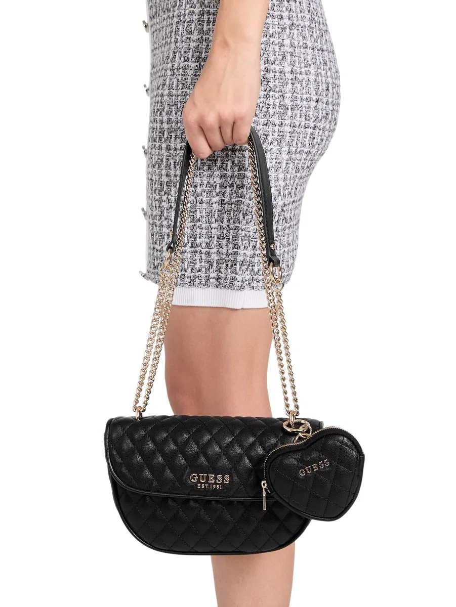 GUESS Atabey - Solapa para hombro convertible Atabey, negro, One Size, con solapa bandolera convertible
