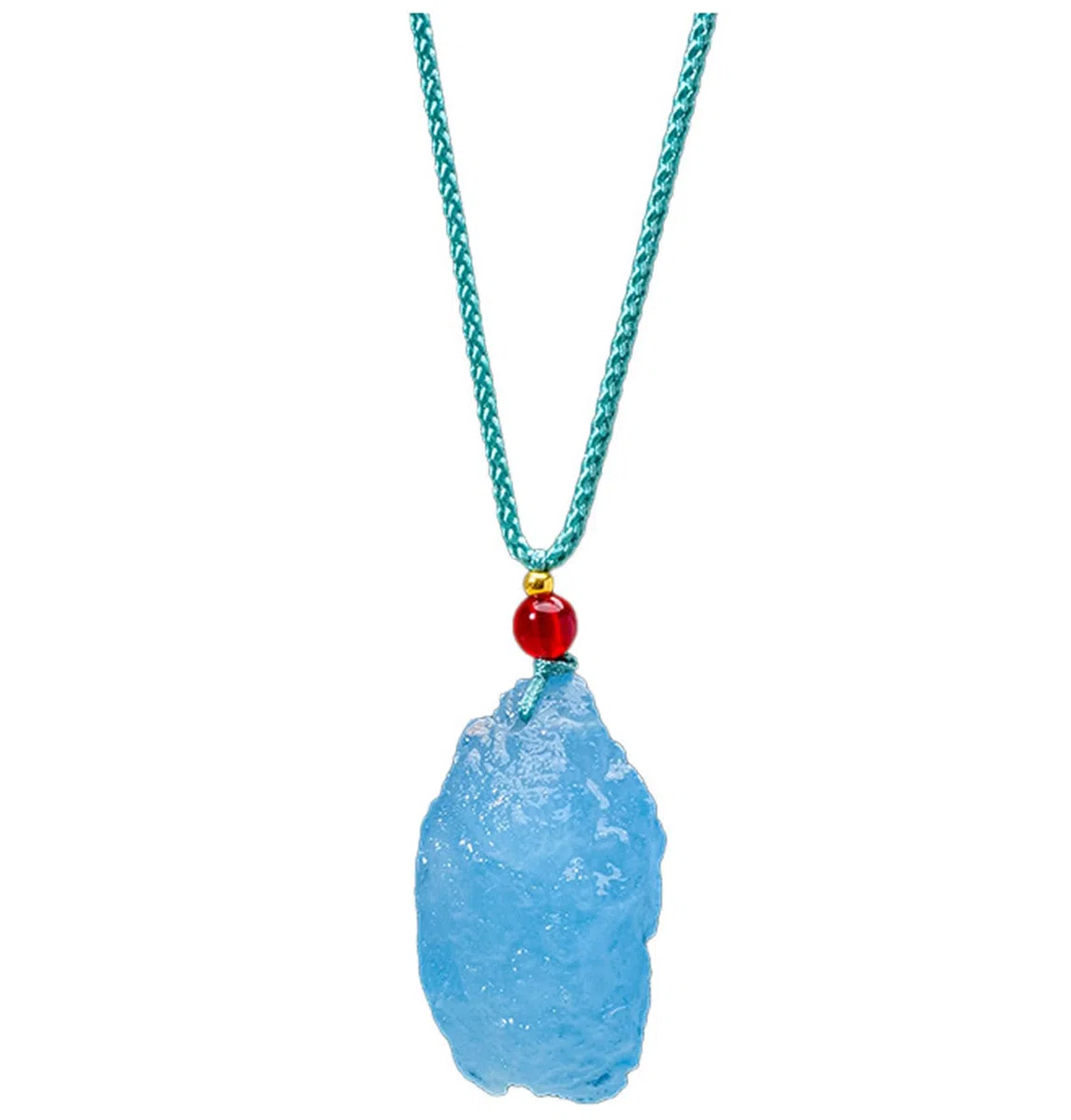Collar de Piedra cruda Aguamarina, Colgante de Cristal de Piedras Preciosas Naturales Bruto para Mujeres y Hombres, Collar Cristales curativos Ajustables con Cuerda Tejida a Mano,A,10G