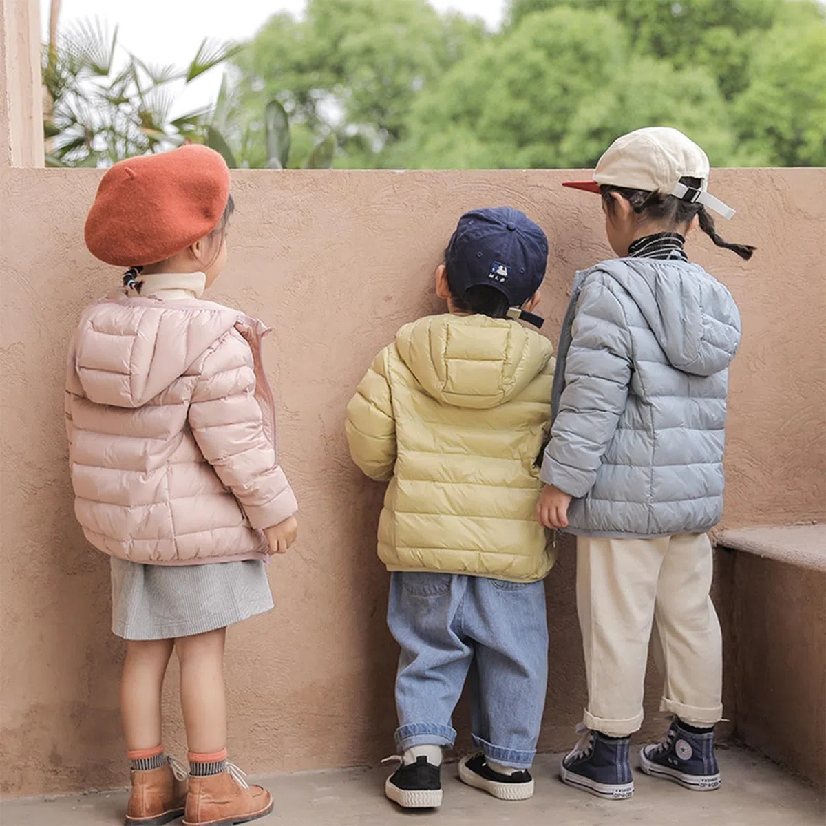 MEGXON Chaqueta Invierno for Niñas Niños Sudadera Capucha Abrigo Prueba Viento Ropa Gruesa Cálida Plumón (Color : Bluee, Size : 90)