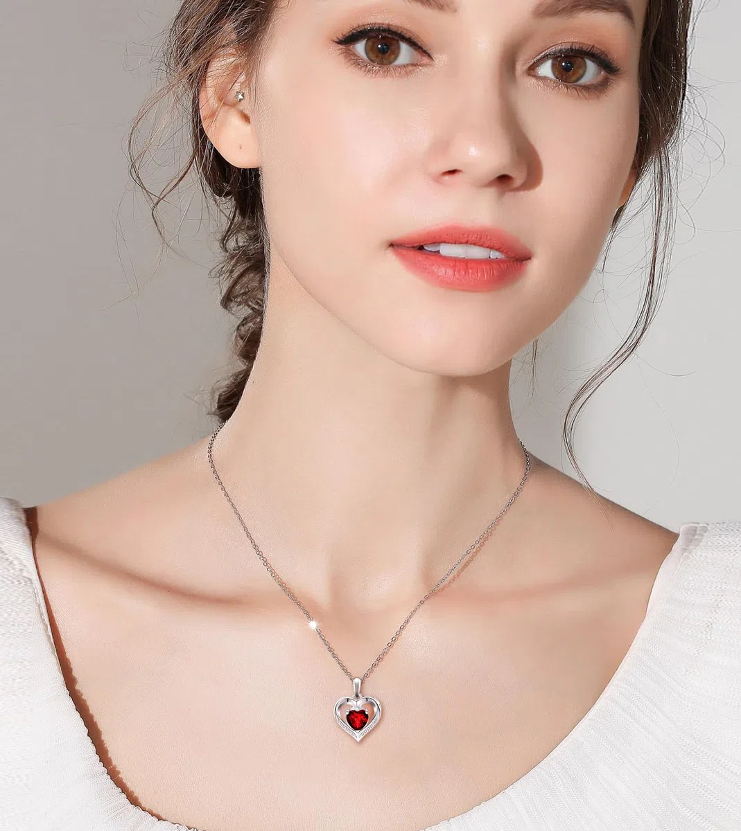 Cadena para mujer con forma de corazón, colgante de corazón, Navidad, día de la madre, regalo de San Valentín, aniversario, boda, cumpleaños, mujer, novia