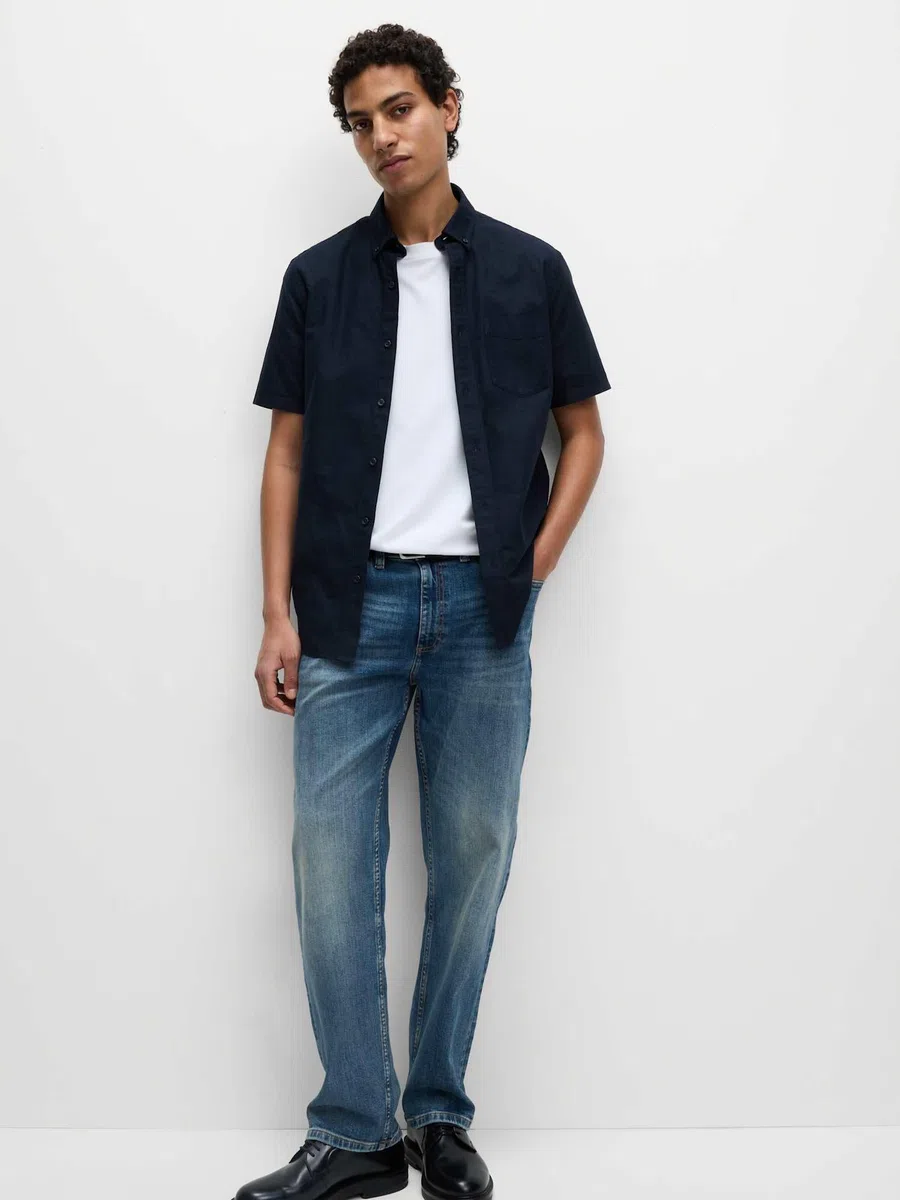 Marks & Spencer Camisas Oxford Ultimate de Manga Corta para Hombre Pack de 2, Ajuste Normal