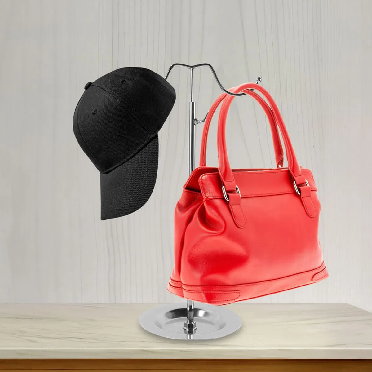 VALICLUD 2piezas Soporte Ajustable De Metal Para Bolsos Expositor Con Doble Colgador Resistente y Seguro Para Mesa Organizador Para Hogar y Tienda