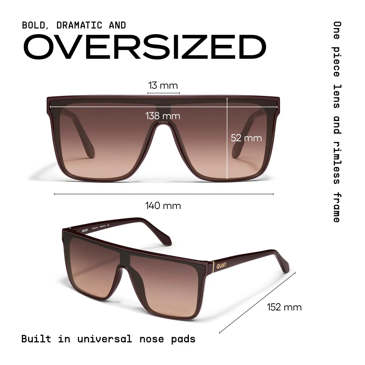 Quay - Gafas de sol para hombres y mujeres, lentes polarizadas Nightfall Remixed con protección UV, lentes de sol de gran tamaño