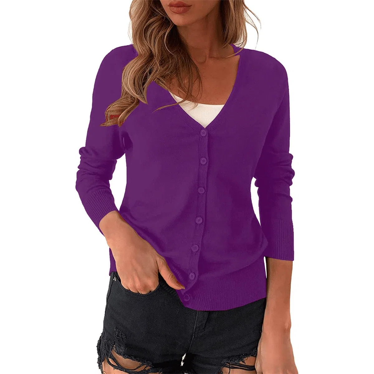 Generisch Srtick Chaqueta Bolero Mujer Cardigans Elegante Casual Bolero para Tops Vestido Verano Cárdigan Manga Larga Delgado Ligero Jersey de Punto Transpirable Chaqueta Camisera con Cuello en V