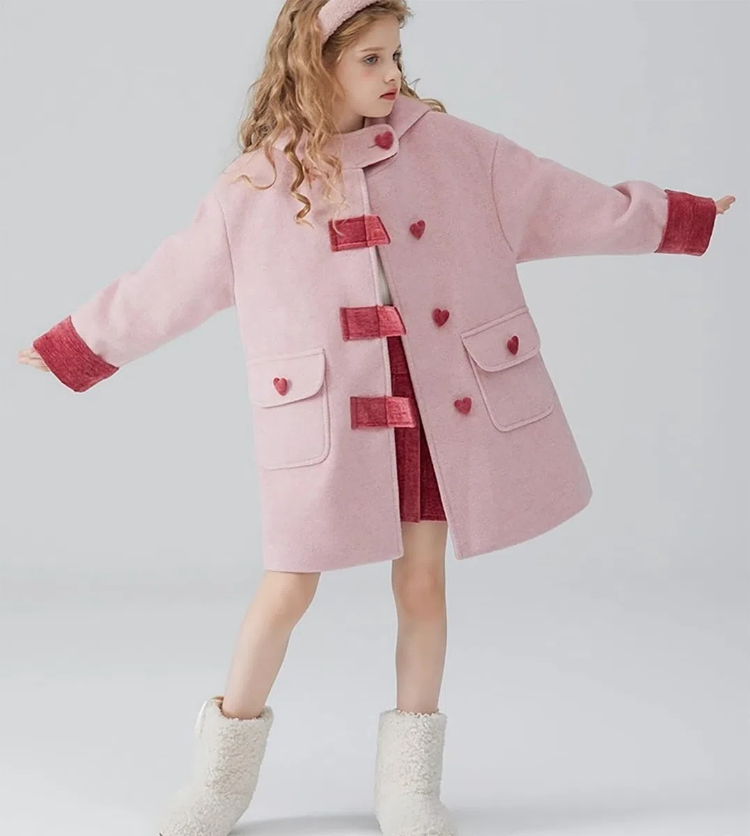 Abrigo para niña, color otoño, invierno, engrosamiento, gabardina, clip de algodón, abrigo con capucha