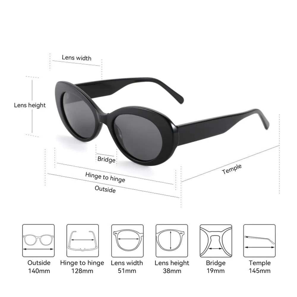 Gafas de sol polarizadas ovaladas de acetato con protección UV400