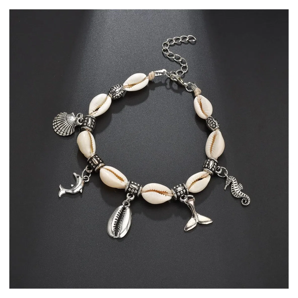Pulseras De Tobillo con Colgante De Concha De Delfín Vintage Creativo, Tobilleras Ajustables para Mujer Tobilleras para Mujer,